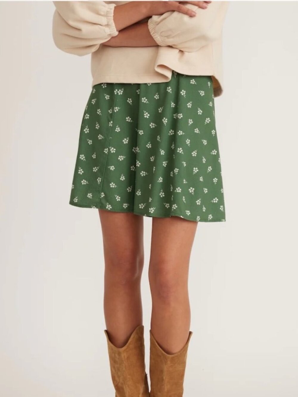 Marine Layer Sage Green Floral Mini Skirt Flowy A-Line Lightweight Summer 8